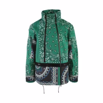 Sacai SS22 Asymmetric Double-Zip Stand Collar Jacket Green Men’s 22-02686
