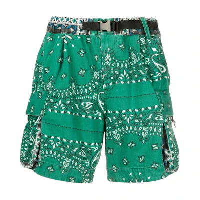 Sacai SS22 Bandana Print Casual Shorts Green Menswear. 22-02692M-551