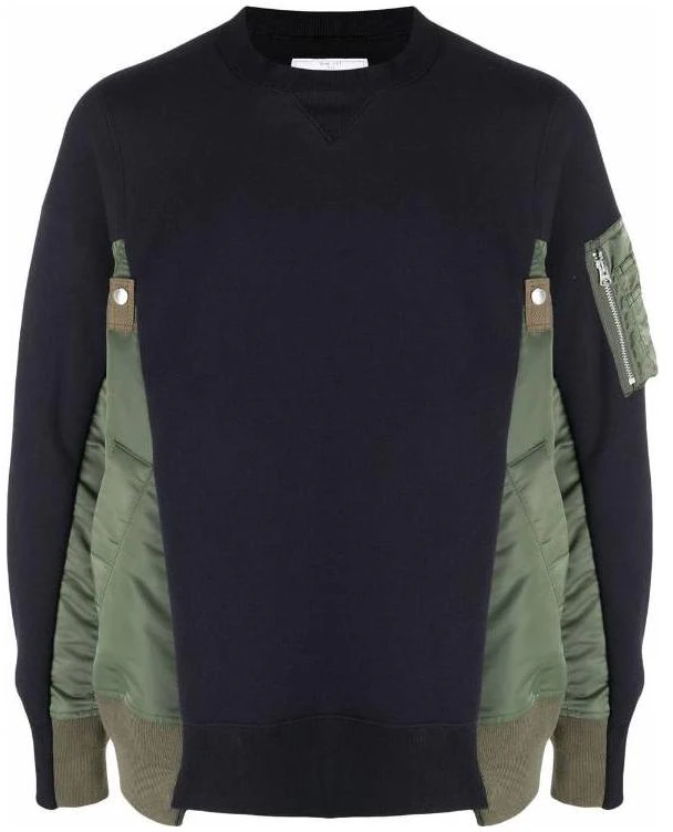 sacai-ss-22-black-hybrid-bomber-jacket-sweatshirt-for-men-scm-043-212
