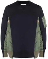 Sacai SS22 Black Hybrid Bomber Jacket Sweatshirt for Men SCM043-212 Sacai SS22 Black Hybrid Bomber Jacket Sweatshirt for Men SCM043-212