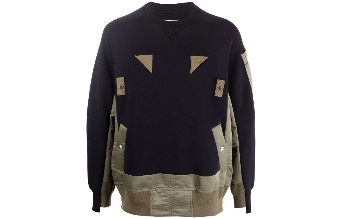 Sacai SS22 Color Block Crewneck Oversized Sweatshirt Men’s Blue 22-02864