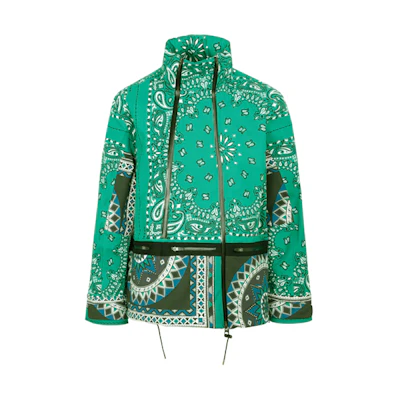 Sacai SS22 Paisley Print Jacket Green Outerwear 02686M551