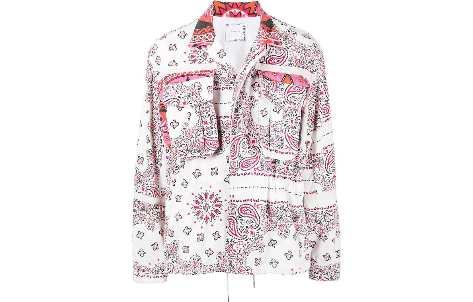 Sacai SS22 Paisley Print Long-Sleeve Shirt Jacket White/Red 22-02687M151