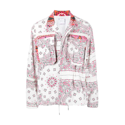 Sacai SS22 Paisley Print Long-Sleeve Shirt Jacket White/Red 22-02687M151