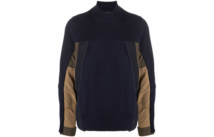 Sacai SS22 Patchwork Cotton Sweatshirt Blue 02-683M-201