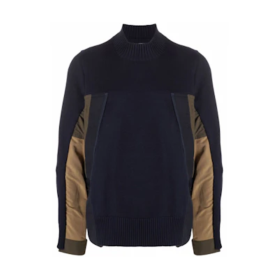Sacai SS22 Patchwork Cotton Sweatshirt Blue 02-683M-201