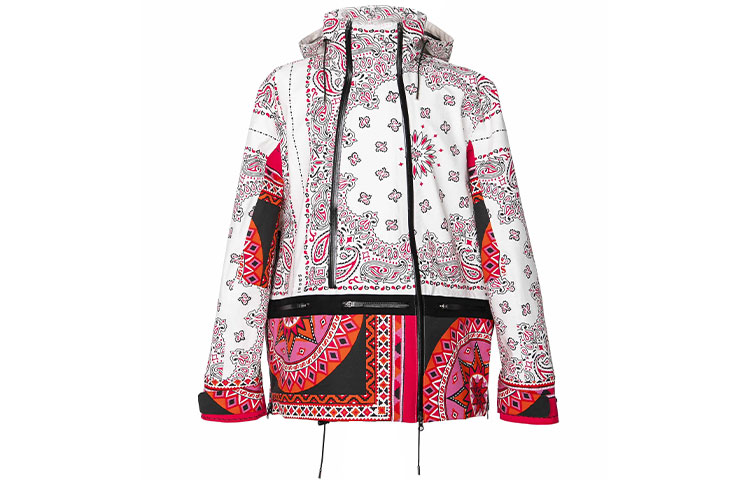 Sacai SS22 Pink Bandana Print Hooded Jacket Men 22-02686M