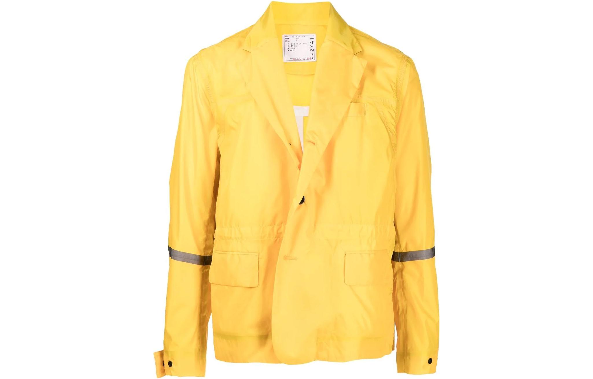 Sacai SS22 Single-Breasted Reflective Trim Jacket Yellow Menswear 22-02741M676