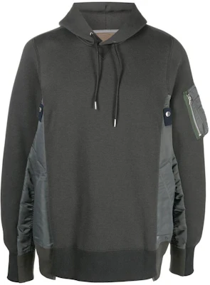 Sacai SS22 Spliced Pullover Hoodie Dark Gray Long Sleeve SCM044326 Buy Sacai SS22 Spliced Pullover Hoodie Dark Gray Long Sleeve SCM044326