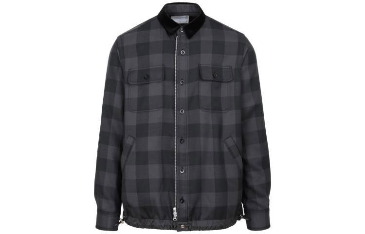 Sacai SS22 Zip-Up Plaid Jacket Black 22-02699M-11