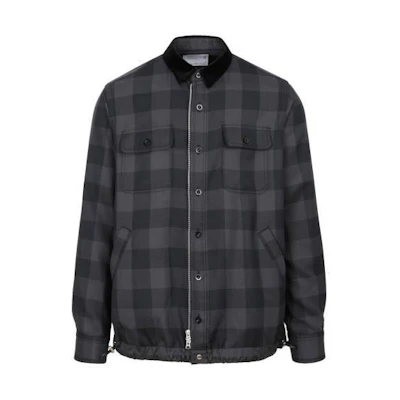 Sacai SS22 Zip-Up Plaid Jacket Black 22-02699M-11