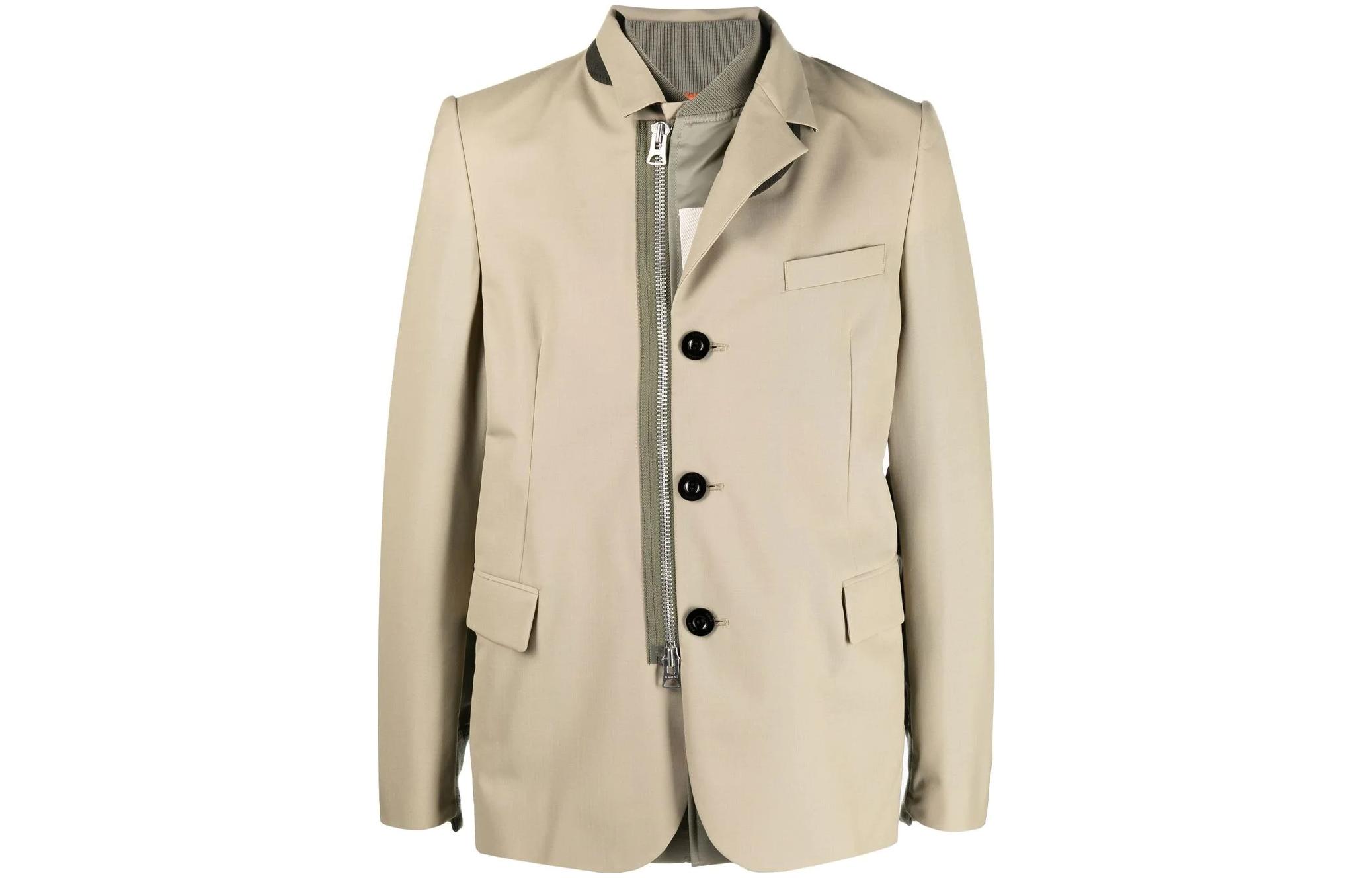Sacai SS23 Beige Zip-Up High Collar Jacket 23-02948M-651