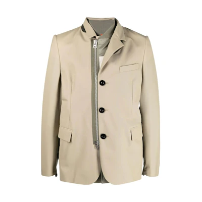 Sacai SS23 Beige Zip-Up High Collar Jacket 23-02948M-651