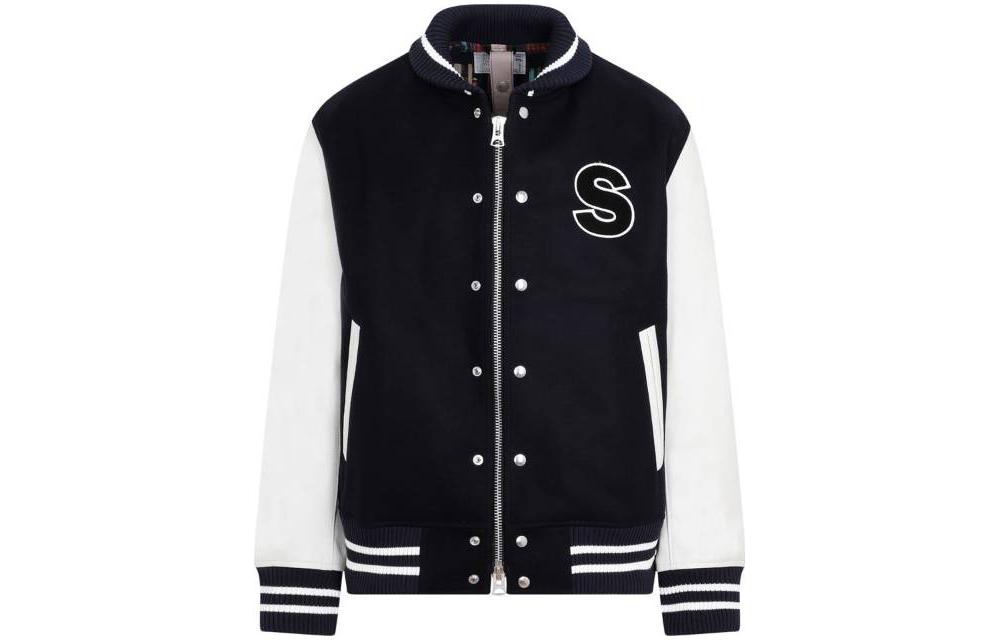 Sacai SS23 Black Letter Print Zip-Up Long Sleeve Jacket 23-03130M-204