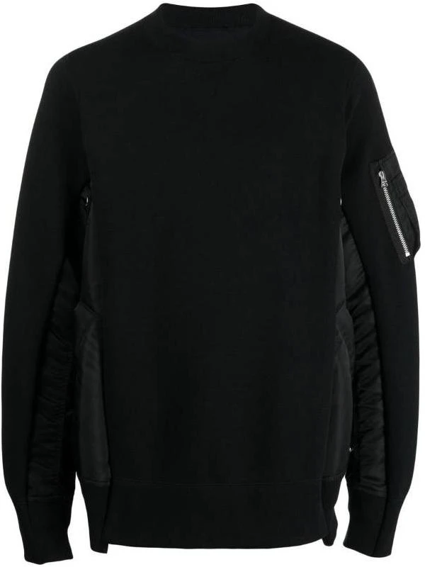 sacai-ss-23-black-long-sleeve-crewneck-sweatshirt-with-patchwork-design-scm-058002