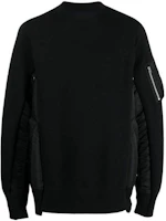 Sacai SS23 Black Long-Sleeve Crewneck Sweatshirt with Patchwork Design SCM058002 Sacai SS23 Black Long-Sleeve Crewneck Sweatshirt with Patchwork Design SCM058002