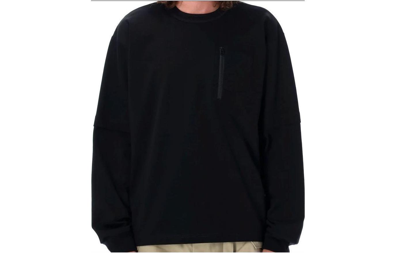 Sacai SS23 Black Pullover Crewneck Pocket Sweatshirt Long Sleeve 23-03182M-C001