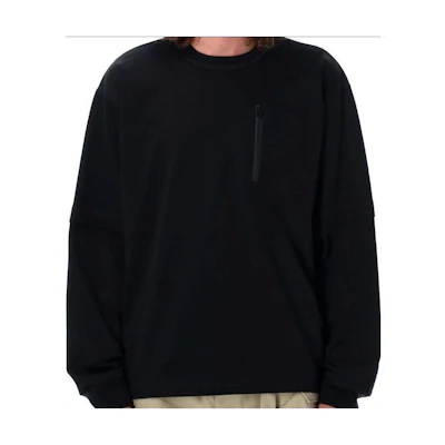 Sacai SS23 Black Pullover Crewneck Pocket Sweatshirt Long Sleeve 23-03182M-C001
