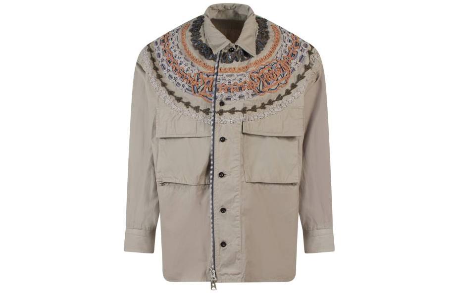 Sacai SS23 Brown Straight-Cut Long-Sleeve Jacket with Chest Pocket - Men 23-02977-535