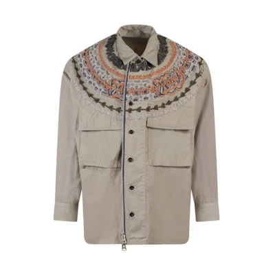 Sacai SS23 Brown Straight-Cut Long-Sleeve Jacket with Chest Pocket - Men 23-02977-535