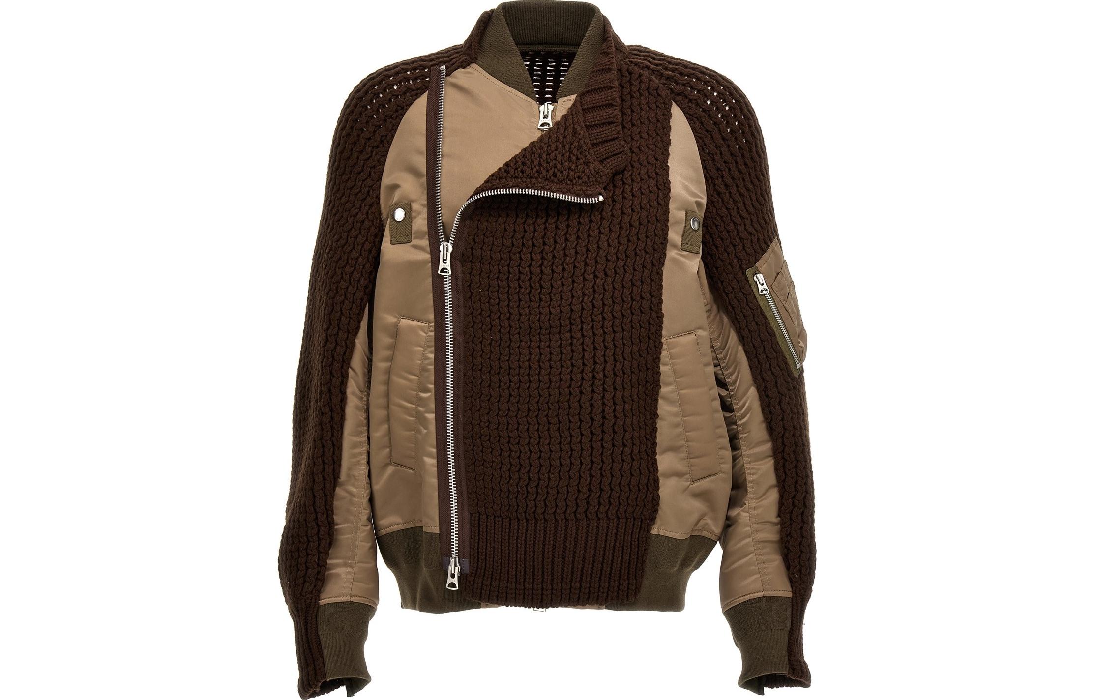 Sacai SS23 Colorblock High-Neck Jacket Brown 23-03165M-642