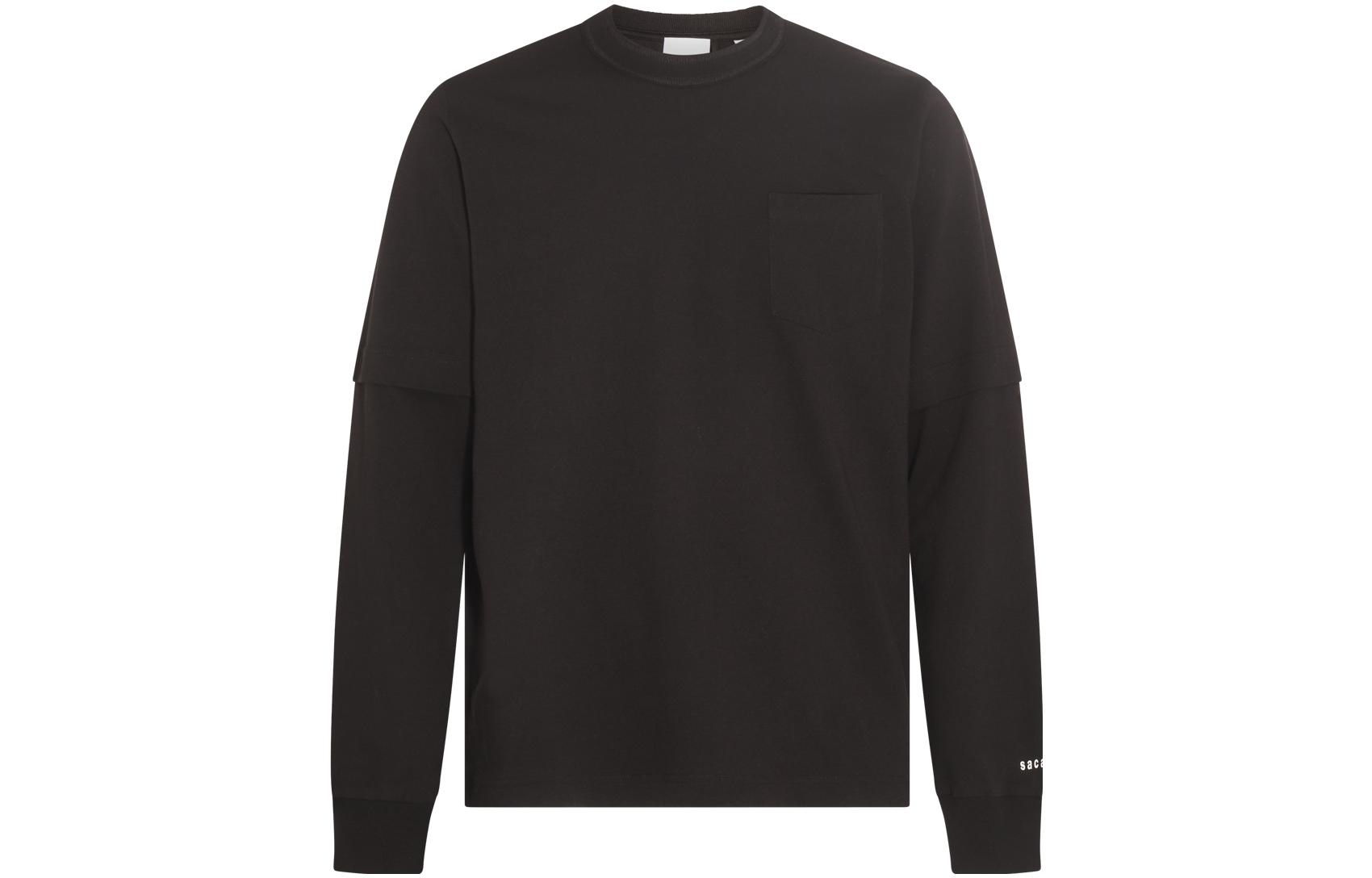 Sacai SS23 Letter Print Crewneck Pullover Sweatshirt Black - 23-0525S001