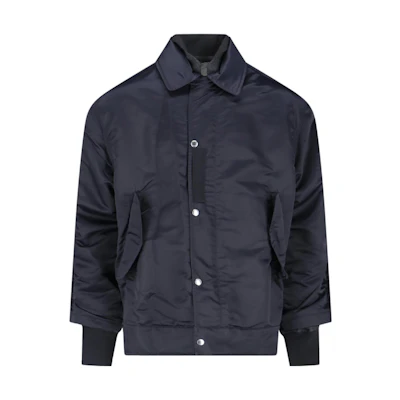 Sacai SS23 Navy Blue Button-Up Collared Long Sleeve Jacket for Men 23-02992M-251