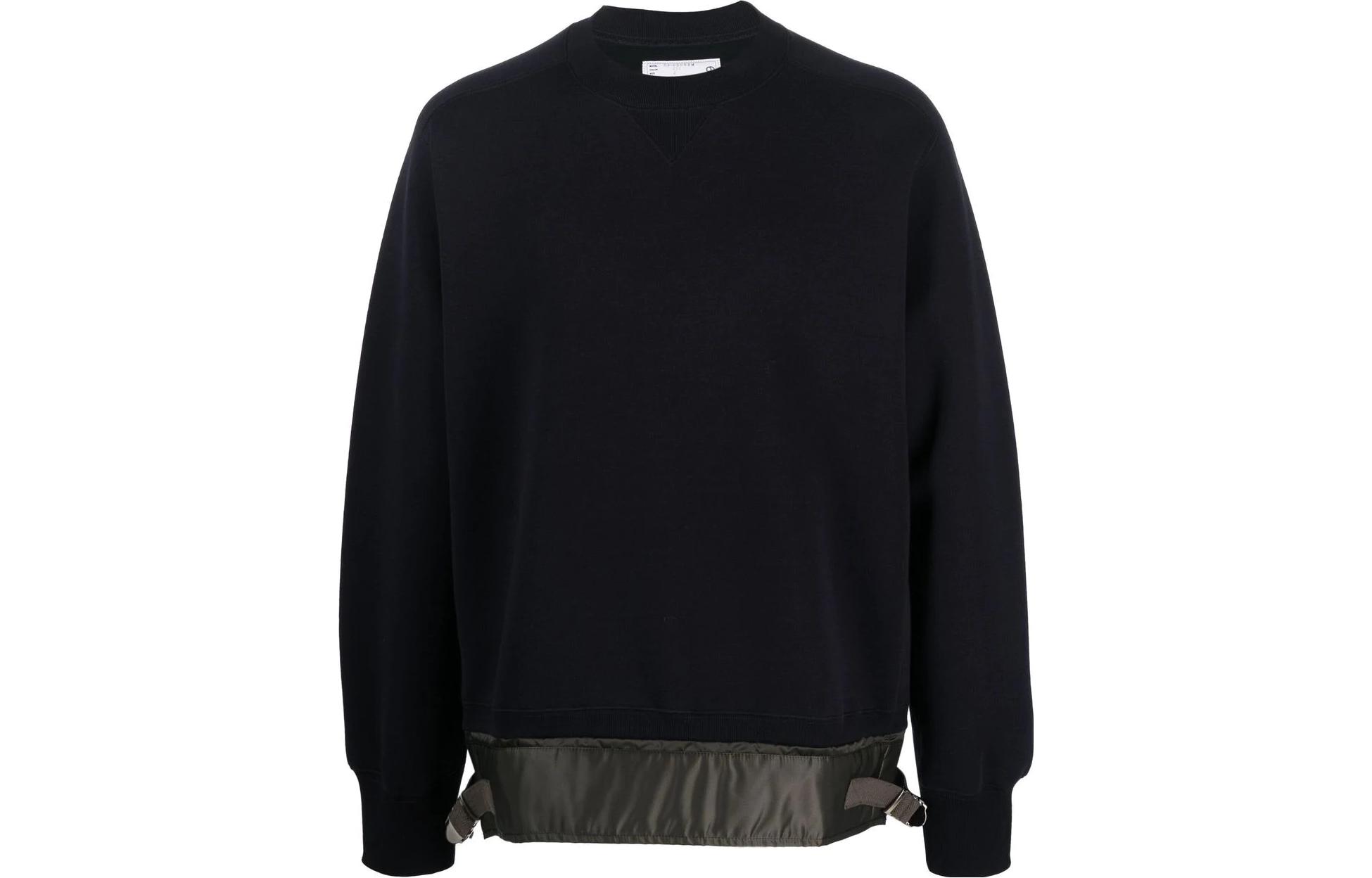 Sacai SS23 Navy Contrast Hem Pullover Crewneck Sweatshirt Men 23-03059M-F2