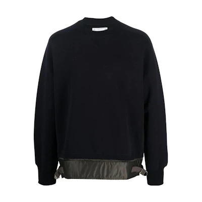 Sacai SS23 Navy Contrast Hem Pullover Crewneck Sweatshirt Men 23-03059M-F2