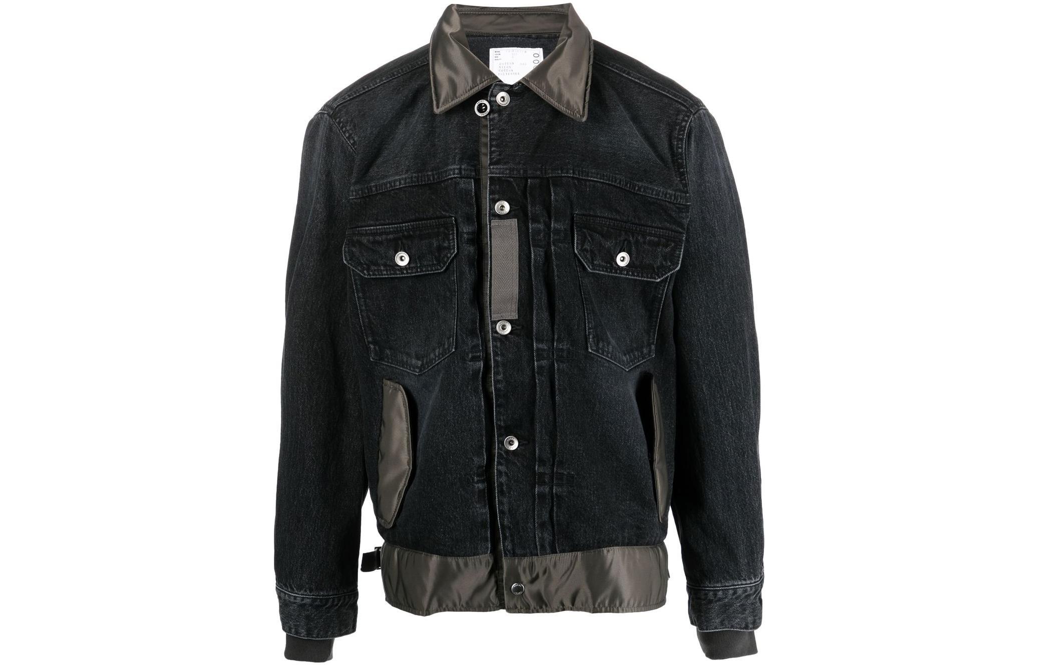 Sacai SS23 Patchwork Collared Single-Breasted Jacket Black 23-03000M-001