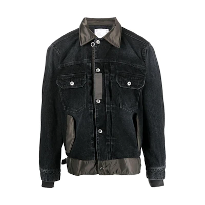 Sacai SS23 Patchwork Collared Single-Breasted Jacket Black 23-03000M-001