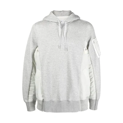 Sacai SS23 Patchwork Drawstring Hoodie Men’s Grey SCM057381
