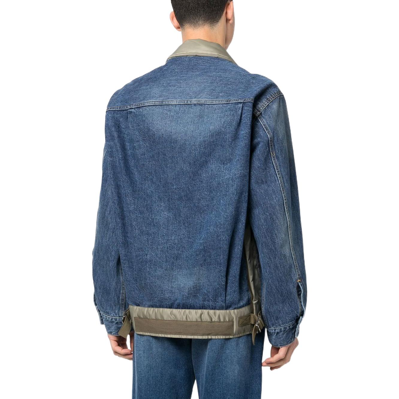 Shop サカイ SS23 パッチワークラペルボタンアップ長袖ジャケット メンズ ブルー 23-03000M-401