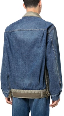 サカイ SS23 パッチワークラペルボタンアップ長袖ジャケット メンズ ブルー 23-03000M-401 Shop サカイ SS23 パッチワークラペルボタンアップ長袖ジャケット メンズ ブルー 23-03000M-401