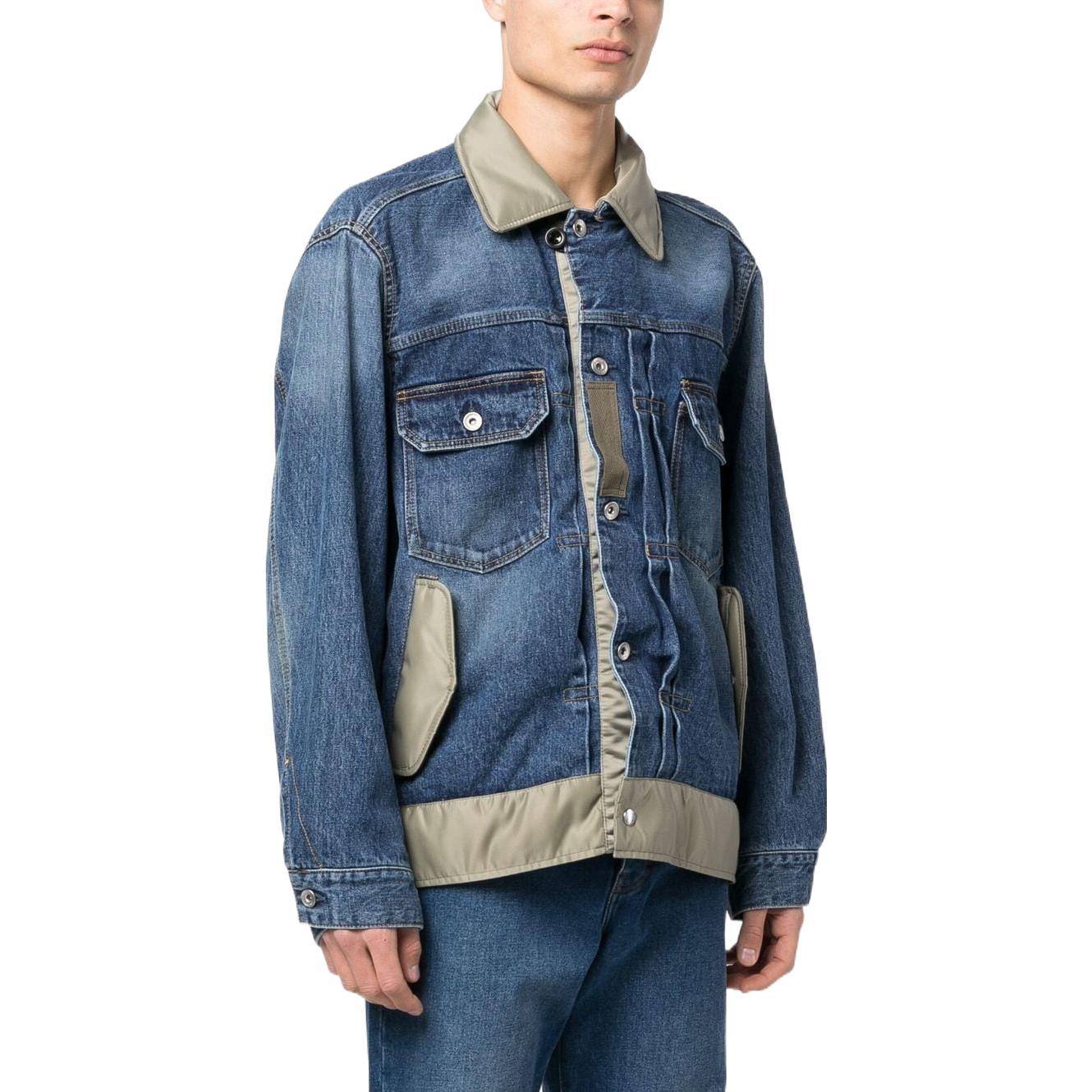 Purchase サカイ SS23 パッチワークラペルボタンアップ長袖ジャケット メンズ ブルー 23-03000M-401