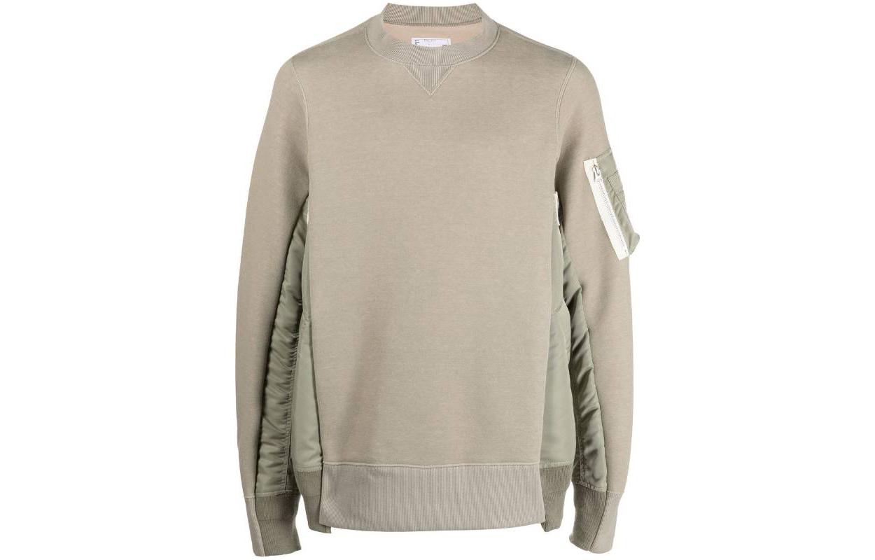 Sacai SS23 Sage Green Crewneck Pullover Sweatshirt Long Sleeve SCM058-535