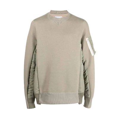 Sacai SS23 Sage Green Crewneck Pullover Sweatshirt Long Sleeve SCM058-535