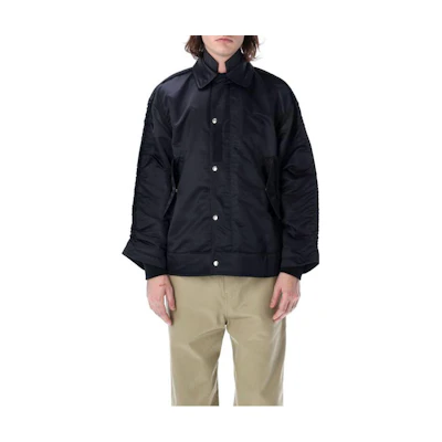 Sacai SS23 Solid Pleated Collar Jacket Black 23-02992-251