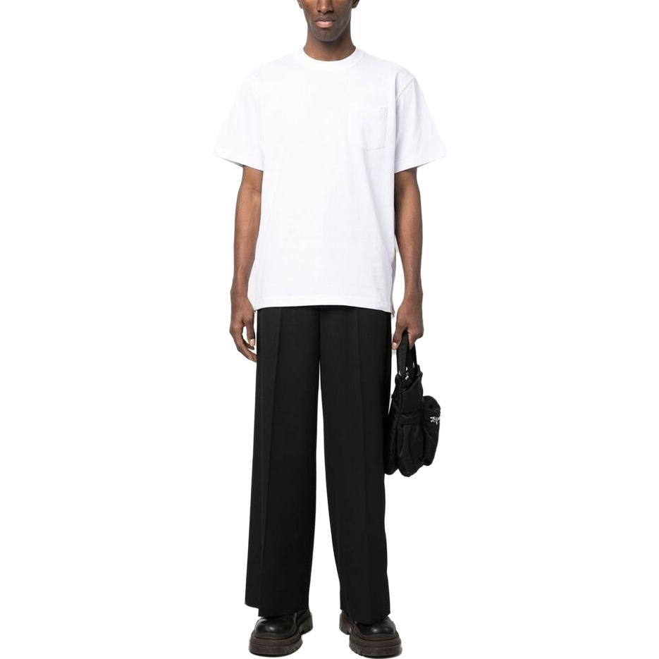 Lookbook サカイ SS23 ホワイト クルーネック サイドジッパー 半袖 Tシャツ SCM063101