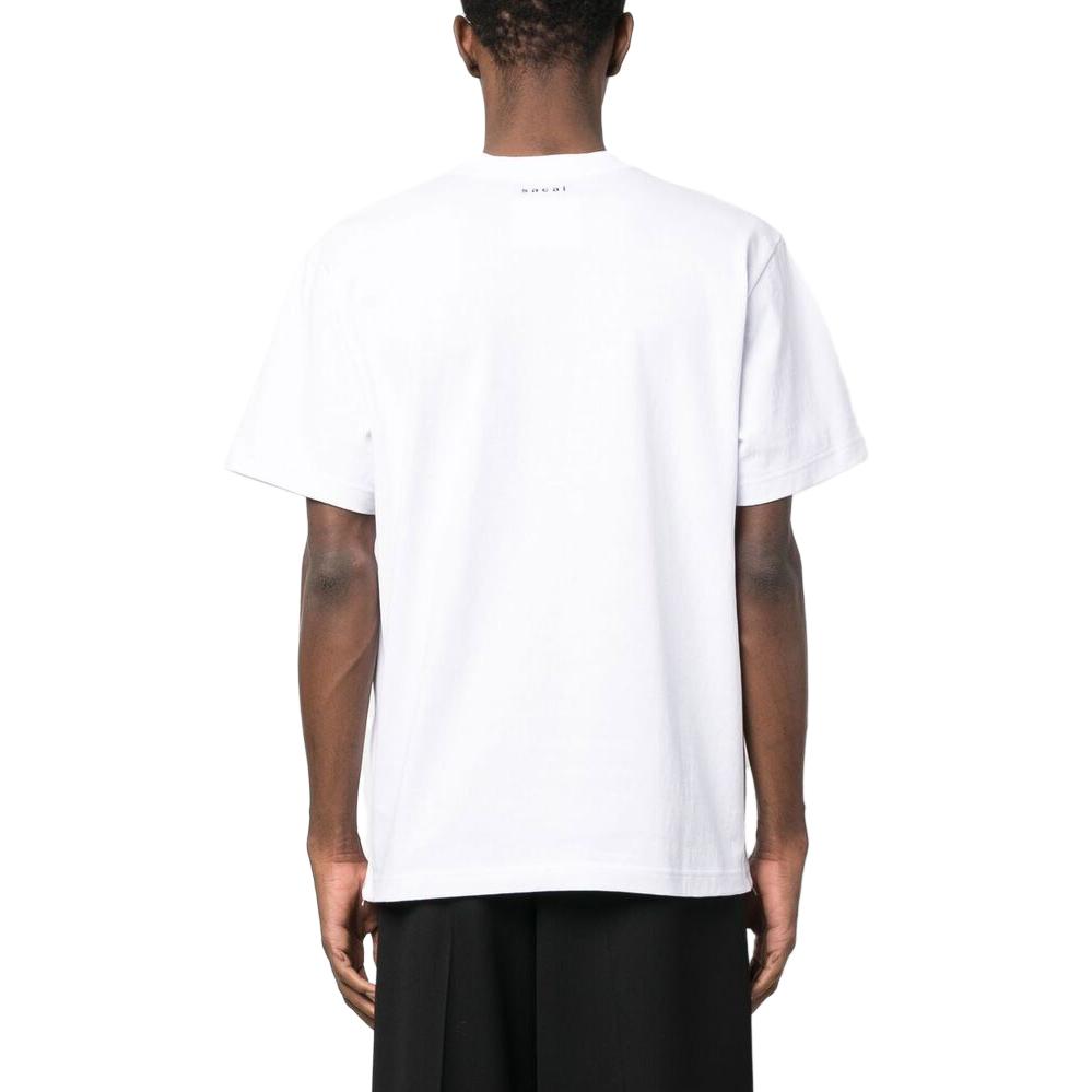 Shop サカイ SS23 ホワイト クルーネック サイドジッパー 半袖 Tシャツ SCM063101