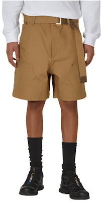 サカイ SS24 ベージュ 編み込みベルト メンズ カジュアルショーツ ジッパークロージャー 24-03392M-651 Buy サカイ SS24 ベージュ 編み込みベルト メンズ カジュアルショーツ ジッパークロージャー 24-03392M-651