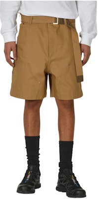 サカイ SS24 ベージュ 編み込みベルト メンズ カジュアルショーツ ジッパークロージャー 24-03392M-651 Order サカイ SS24 ベージュ 編み込みベルト メンズ カジュアルショーツ ジッパークロージャー 24-03392M-651