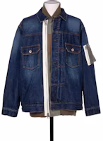 Sacai SS24 Blue Zip-Up Oversized Pocket Long-Sleeve Cotton Jacket Mens. SCM-205-401 Sacai SS24 Blue Zip-Up Oversized Pocket Long-Sleeve Cotton Jacket Mens. SCM-205-401