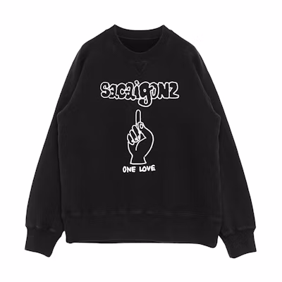 Sacai SS24 Logo Finger Graphic Black Unisex Crewneck Long-Sleeve Sweatshirt 24-0818S-001
