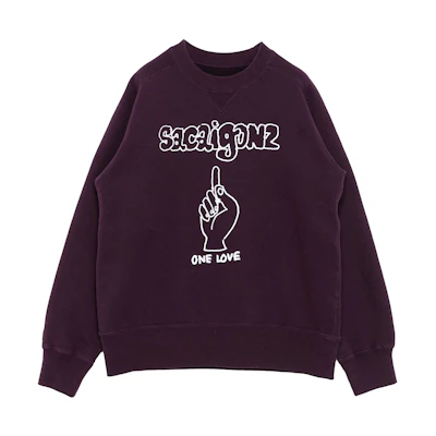 Sacai SS24 Logo Finger Graphic Crewneck Sweatshirt Purple Unisex 24-0818S-476