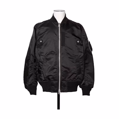 Sacai SS24 Stand Collar Zip Cotton Jacket Black Long Sleeve SCM-201-001