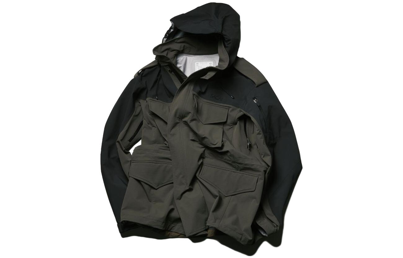 Sacai Stretch Zip-Up Hoodie Jacket Khaki 23-03250M-501