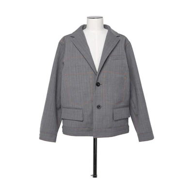 Sacai Striped Button-Up Oversized Blazer Jacket Grey 24-03346M-301