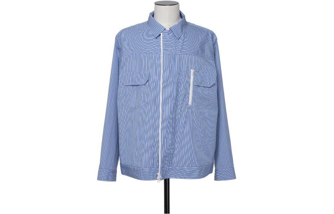 Sacai Striped Zip-Up Collar Jacket Men’s Blue 24-03404M-458