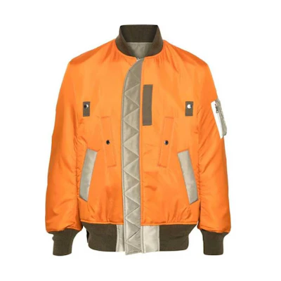 Sacai Two-Tone Zip-Up High Collar Jacket Orange Long Sleeve Outerwear 2403321M-851
